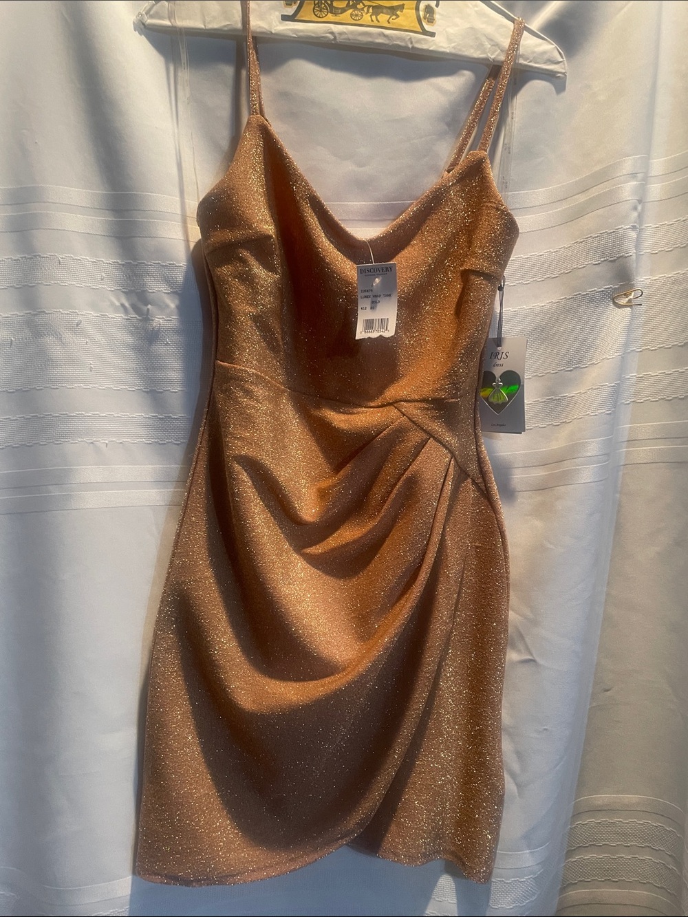 Iris Shimmering Luxe Gold Mini Slip Dress NWT